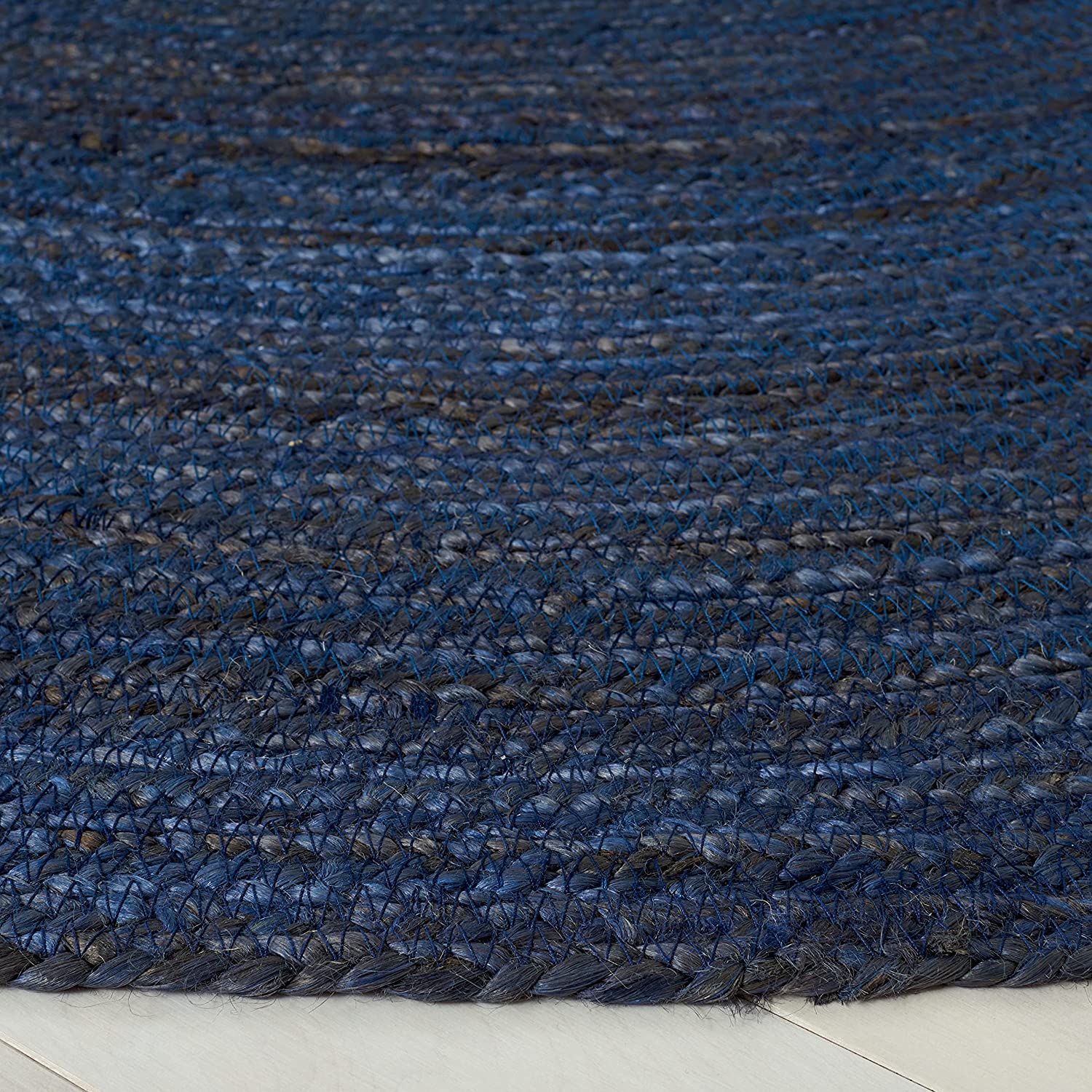 Tapis Rond en Jute pour Salon - Couleur Bleue - 120 x 120 cm