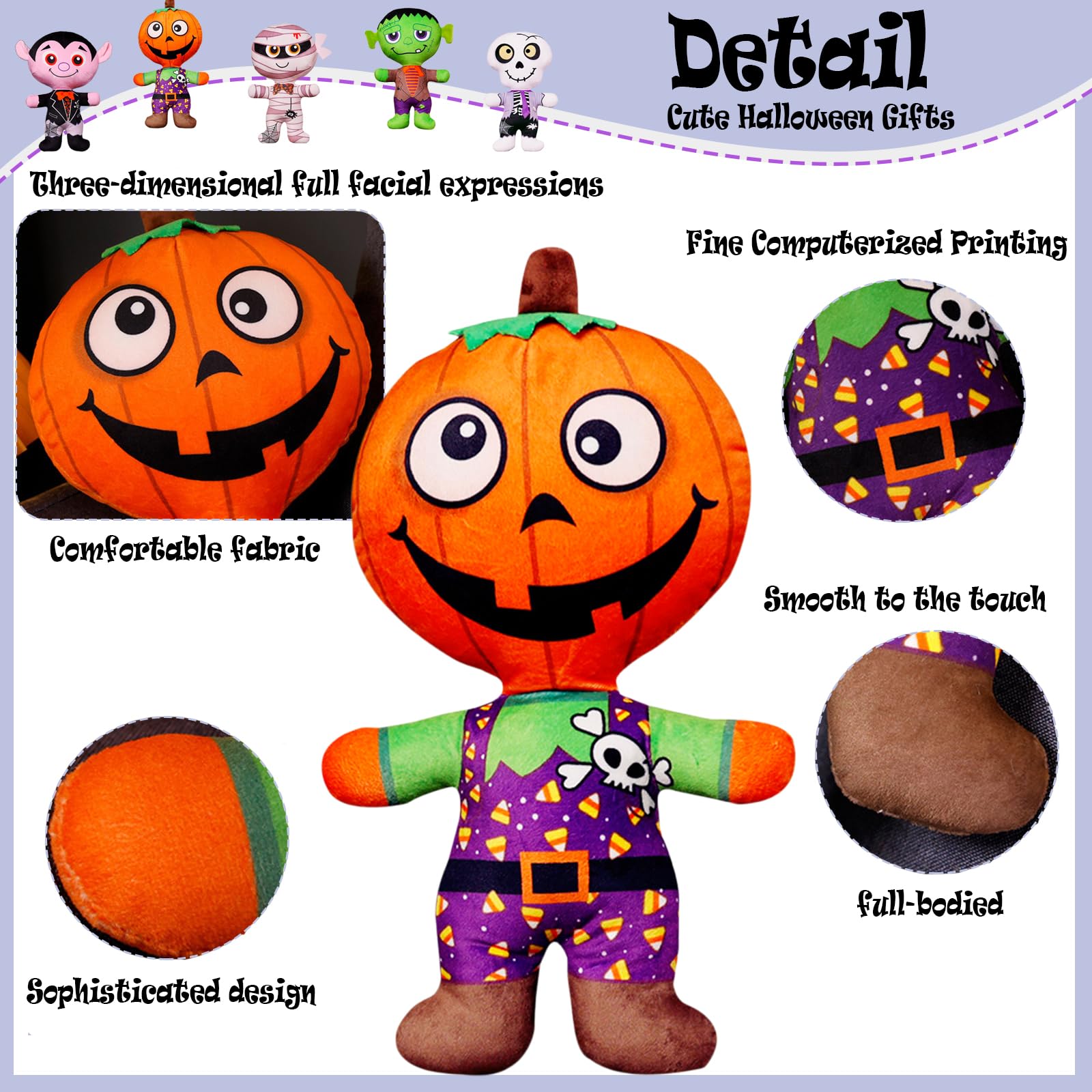 COSORO Halloween Plush Pumpkin Man Stuffed Dolls,30cm Pumpkin Man Plush Doll Soft Halloween Scary Scream,Halloween Monster Stuffed Animal Pumpkin Plushies Pillow - Image 4
