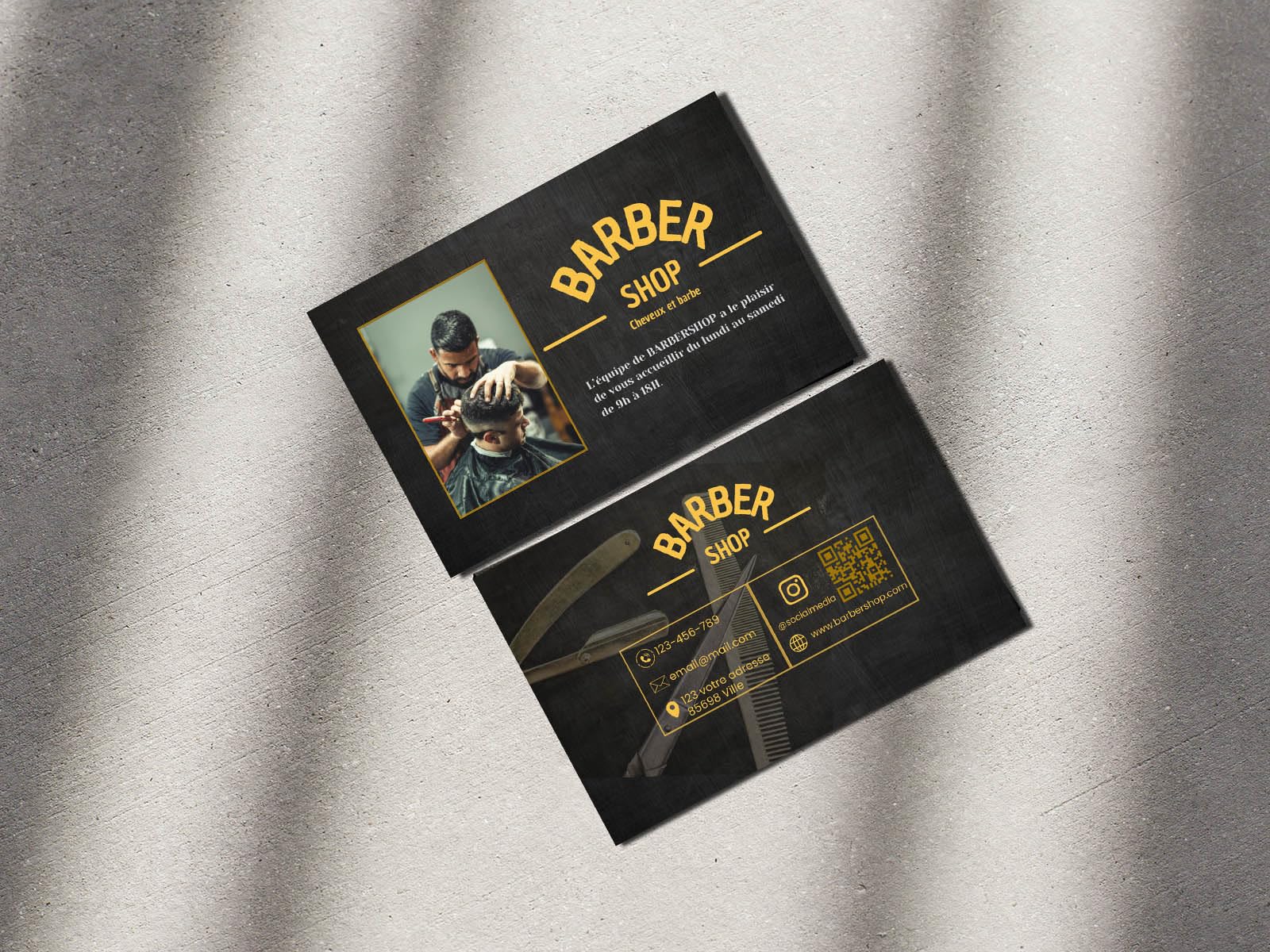 Juego de tarjetas de visita profesionales personalizadas impresión a doble cara - Barbero (250)