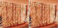 Vista 16 de HXWEIYE 300 luces LED de cortina de hadas, 9.8 x 9.8 pies, enchufe USB, 8 modos de luces colgantes de Navidad con control remoto para dormitorio