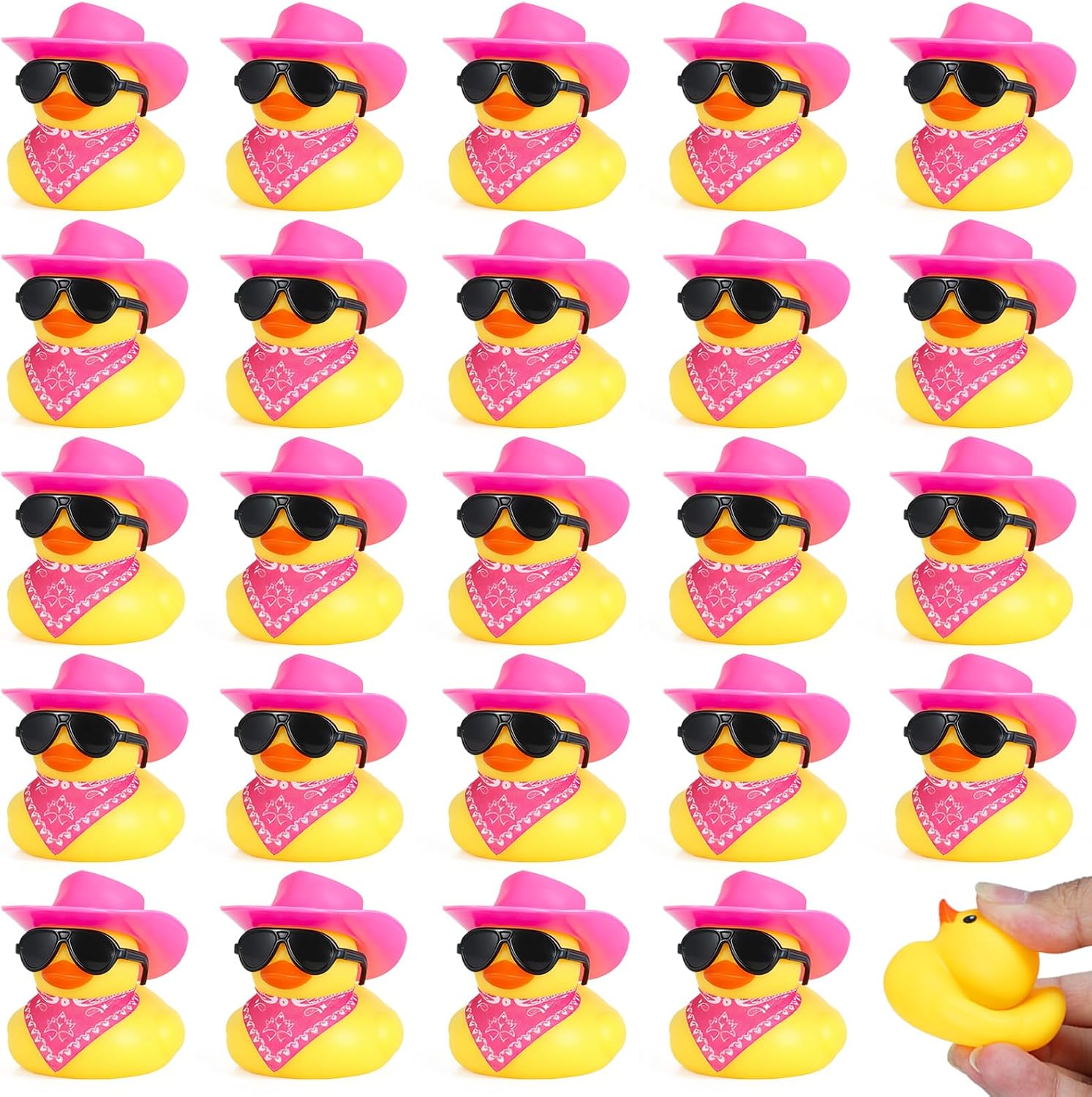 [24 Pack] Yellow Rubber Ducks, Bubble Mini Rubber Ducks in Bulk, Quiet Waterproof Bathtub Toys for Stress Relief, Pool Party, Baby Shower Game & Birthday Gifts