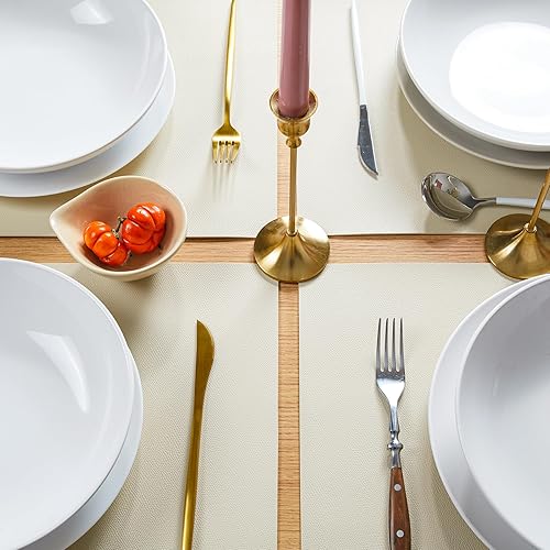 Miniatura 6 de DOLOPL Juego de 6 manteles individuales lavables de piel sintética resistentes al calor para decoración de mesa de cocina, comedor, moderno,