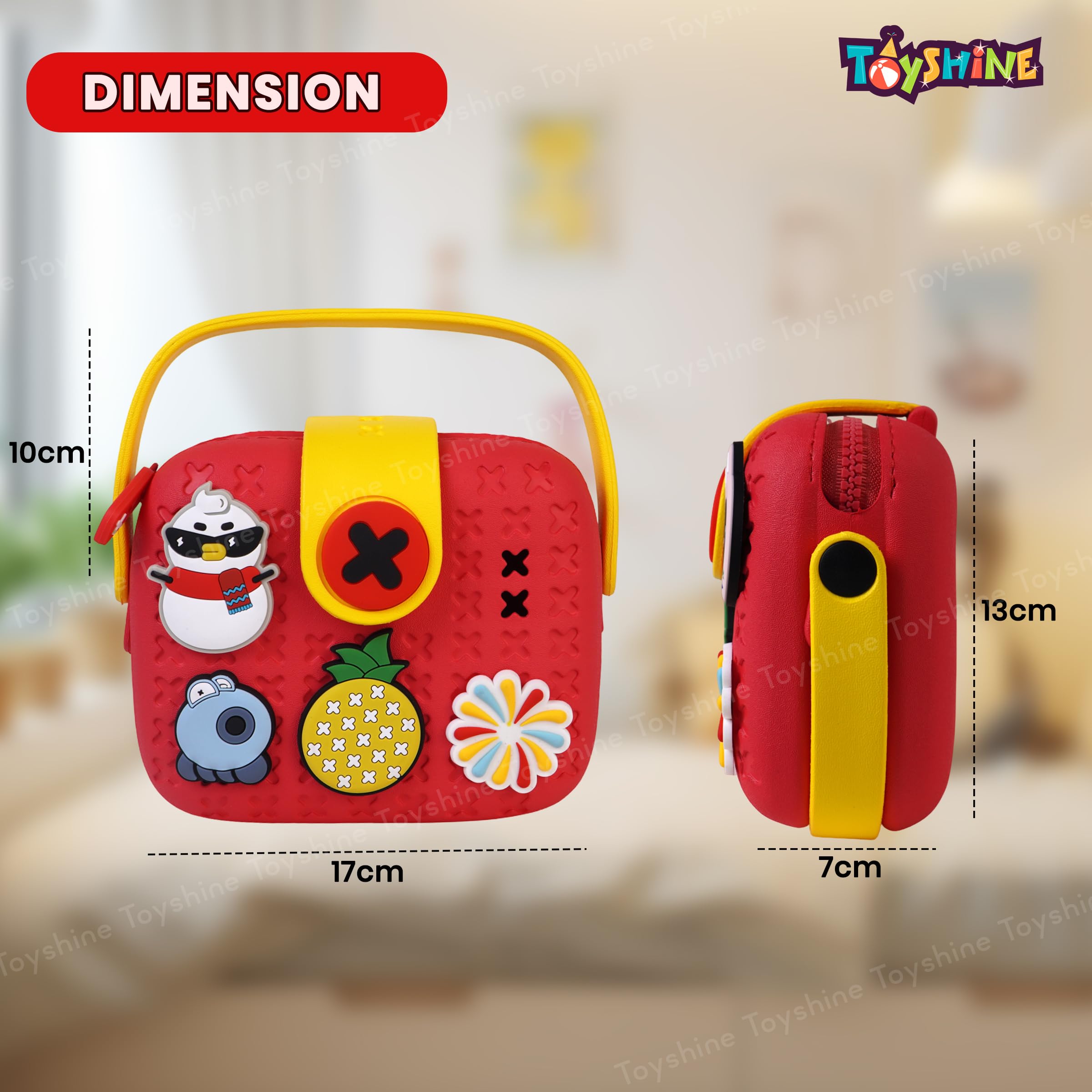 Toyshine Cute Multifunctional Lightweight Childrens Crossbody Camera Bag EVA Toddler DIY Shoulder Bag Handbag cum silicone Purse for Girls kids with Adjustable Strap - Red 2