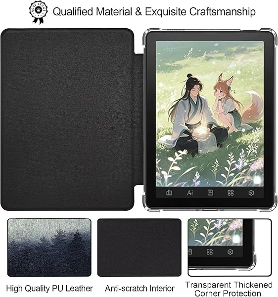 Transparent TPU Back Case for 6'' Bigme B6 Color/Bigme B6 Ultra-Thin Lightweight Enhanced Auto Sleep/Wake Cover with Thickened Corners, Magnetic Closure (Misty Forest) - 2