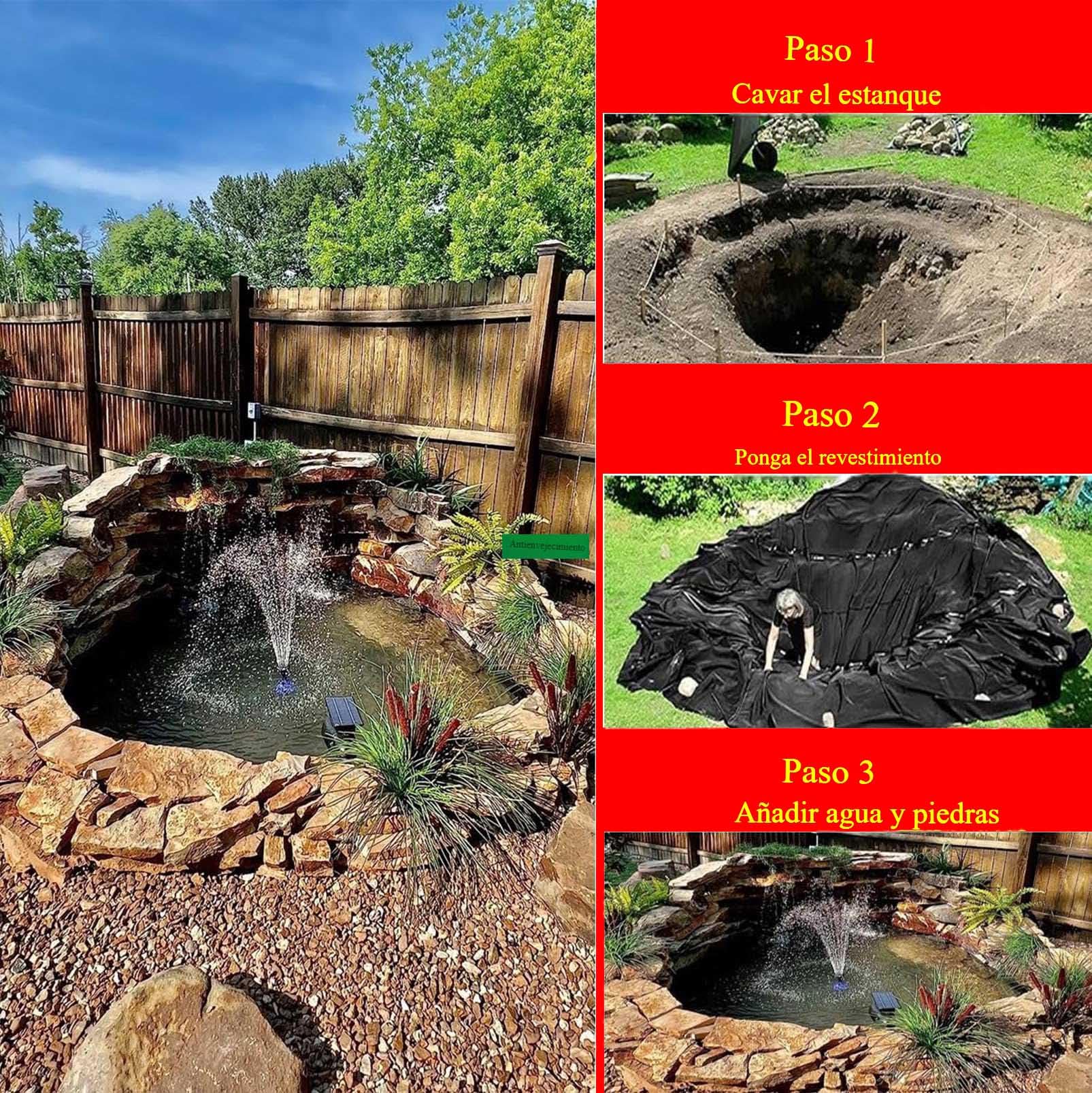 Estanque Prefabricado Grande, Lona para Piscina y Jardín, Revestimiento Duradero para Fuentes, Arroyos y Cascadas