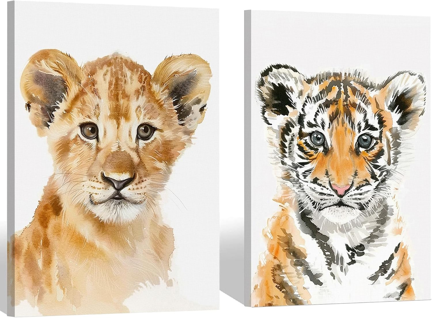 Amazon.com: PicturePerfect Decor Cute Lion and Tiger Cub Wall Art Wild