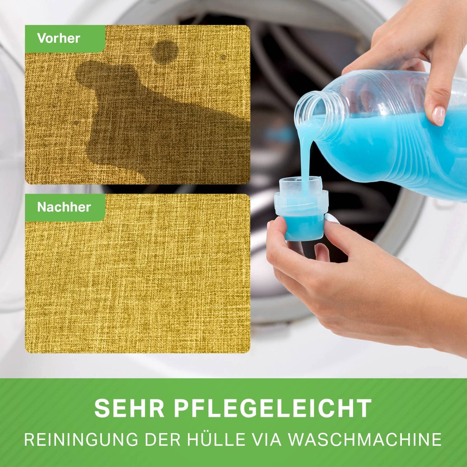 Green Bean Sitzsack-Hocker Home Linen rund 45x25cm mit EPS-Perlen Füllung - Fußhocker Sitz-Pouf für Sitzsäcke - Bodenkissen für Kinder und Erwachsene - Sitzkissen Sitzhocker Gelb