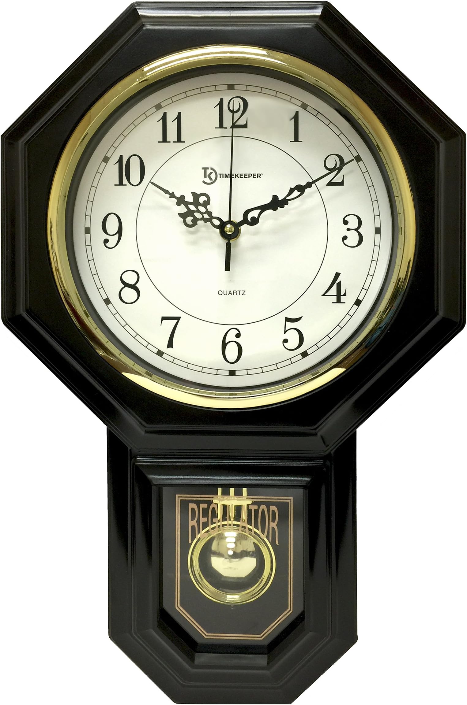 17.5" x 11.25" Essex Westminster Chime Faux Wood Pendulum Wall Clock - Urban Mod, Black