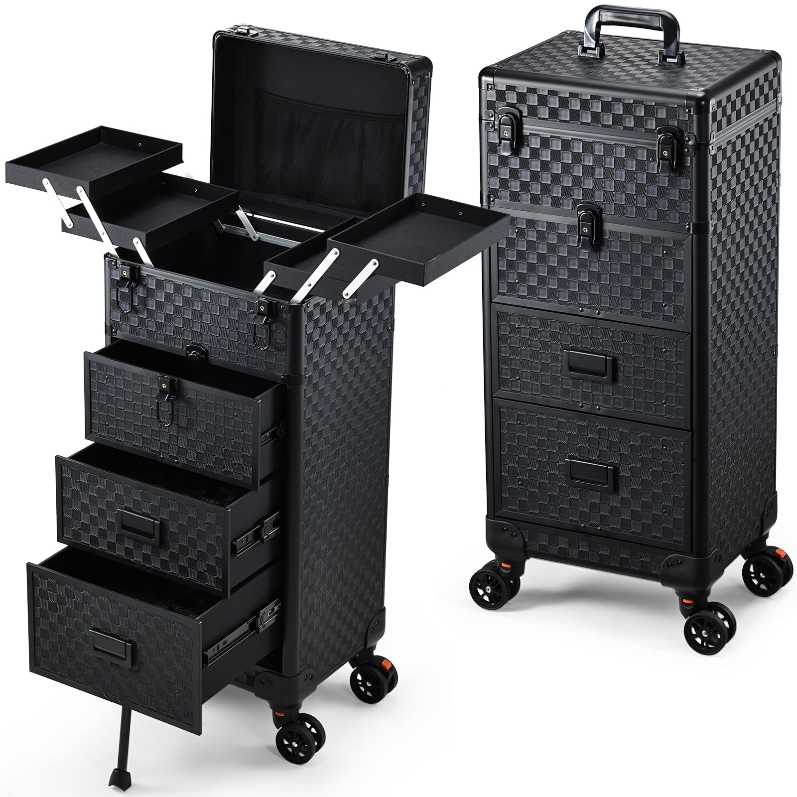 Photo 1 of Stagiant Rolling Makeup Case - 3 Drawers, Black Checkerboard