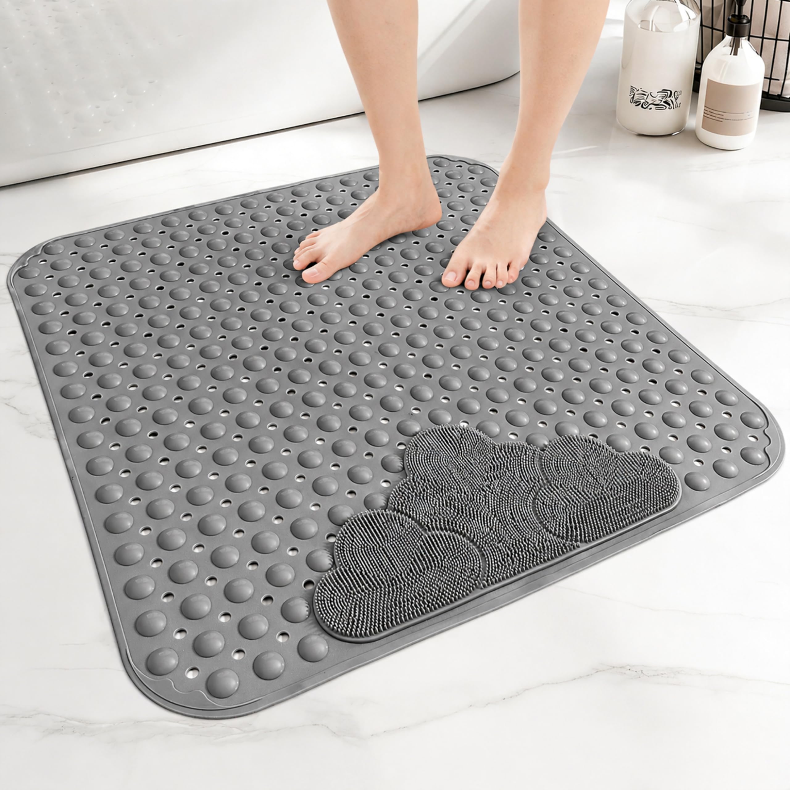 Venuso Shower Mat Non Slip Anti Mould, 80x80 cm Non Slip Bath Mat with Foot Massage Area, Shower Mats for Inside Shower and Bath with Strong Suction Cups, Machine Washable — image 1