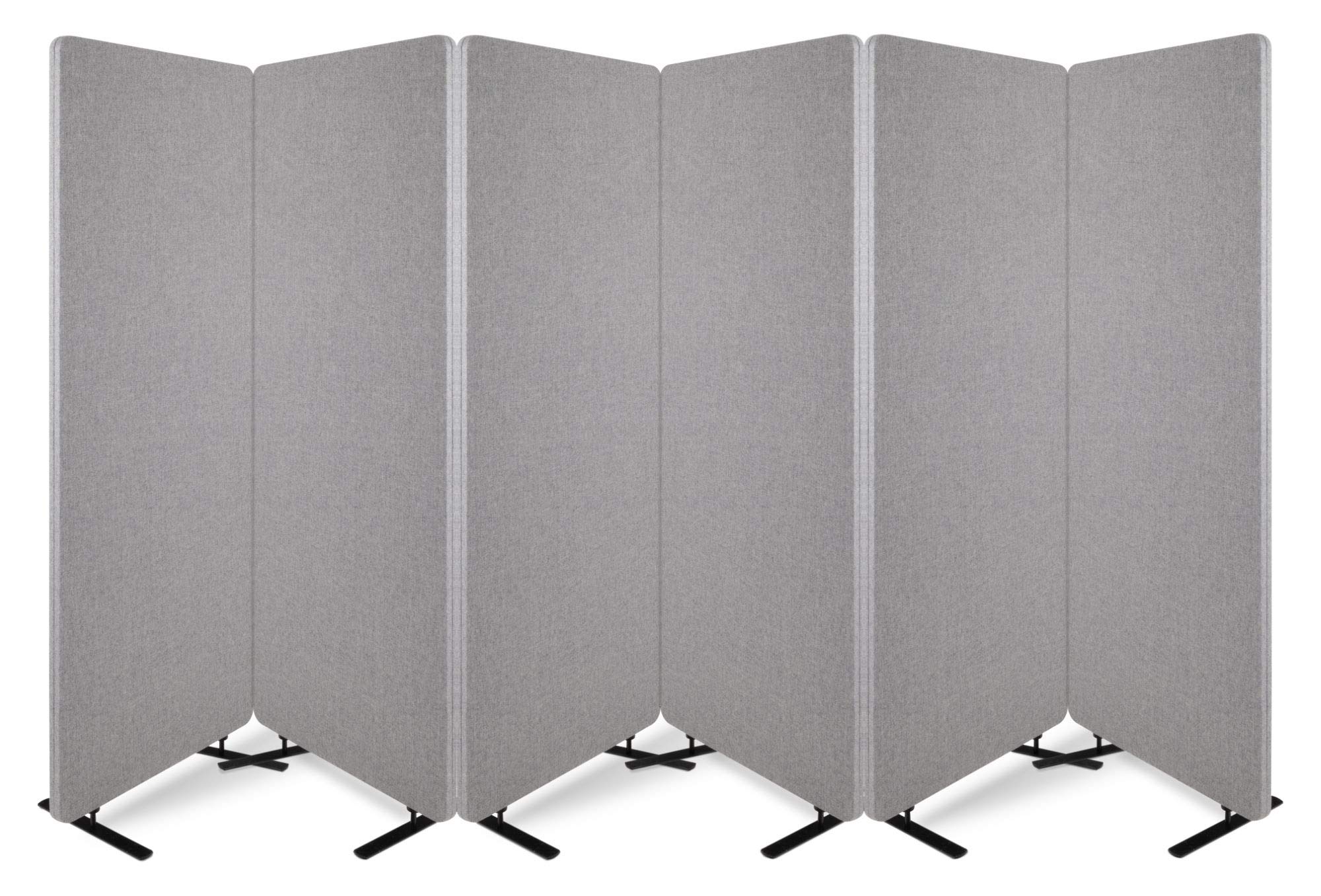 Set 3 Divisori Pronomic DiviRoom-162 GY, Facile da montare, Peso: 6 | Schermo mobile e divisorio per lavoro e casa, Pannello in fibra di poliestere, Rivestimento tessile grigio melange