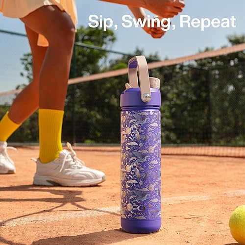 Miniatura 1116 de ENCOOL Botella de agua aislada con popote, de acero inoxidable, a prueba de fugas, sin BPA, al vacío de doble pared que se mantiene fría durante 24