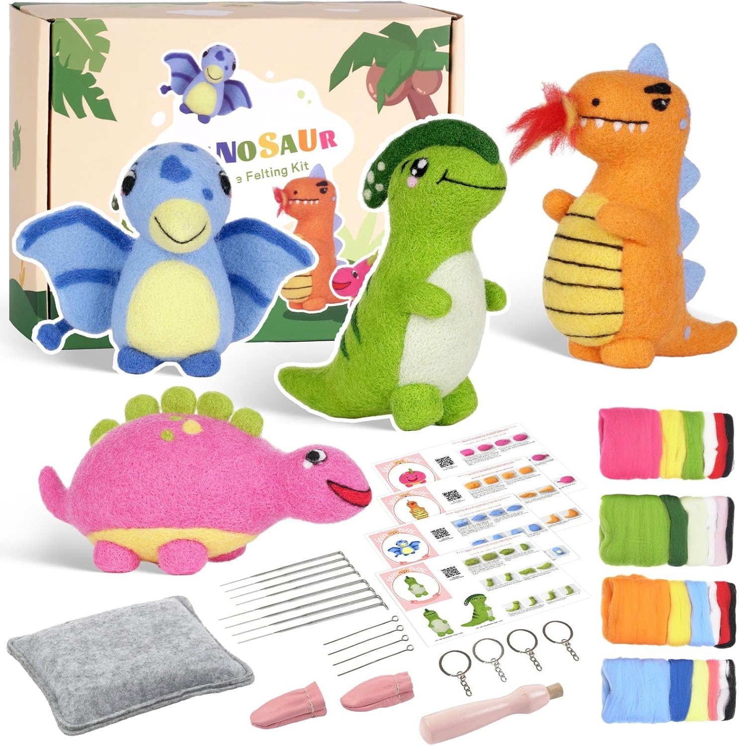 Wizardi Beginner Needle Felting Kit for Adults - Dinosaurs. Animal Felting Kit. Felting Tools. Wool Felting Supplies. Felt Crafts. Wool Felt. F07N8-Z-02