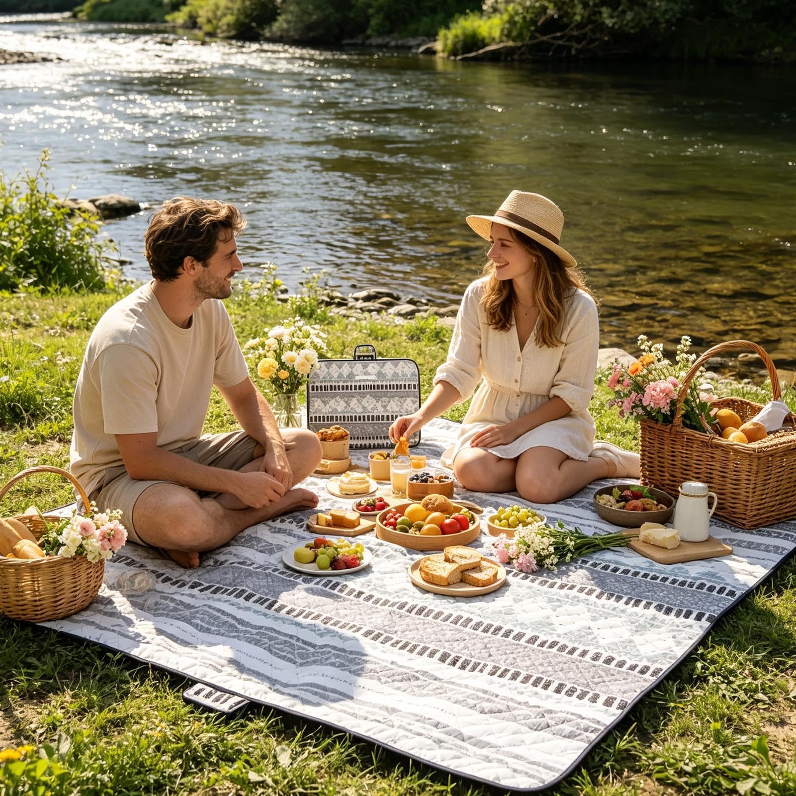 Tapis De Pique-Nique Matelas De Sol Pliable Imperméable Et Anti-Sable 200 X