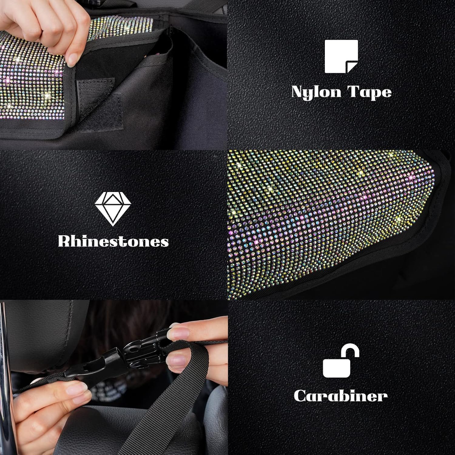 eing Car Trunk Organizer and Storage, Backseat Hanging Organizer for SUV, Truck, MPV, Waterproof, Collapsible Cargo Storage Bag with 5 Pockets, Bling Car Interior Accessories for Women,Multicolor