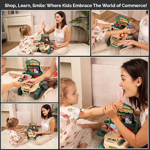 Miniatura 7 de GARYCARE Mochila de compras 3 en 1  29 piezas de tienda de comestibles juego de simulación  Juguete de juego de simulación para niños con balanza de