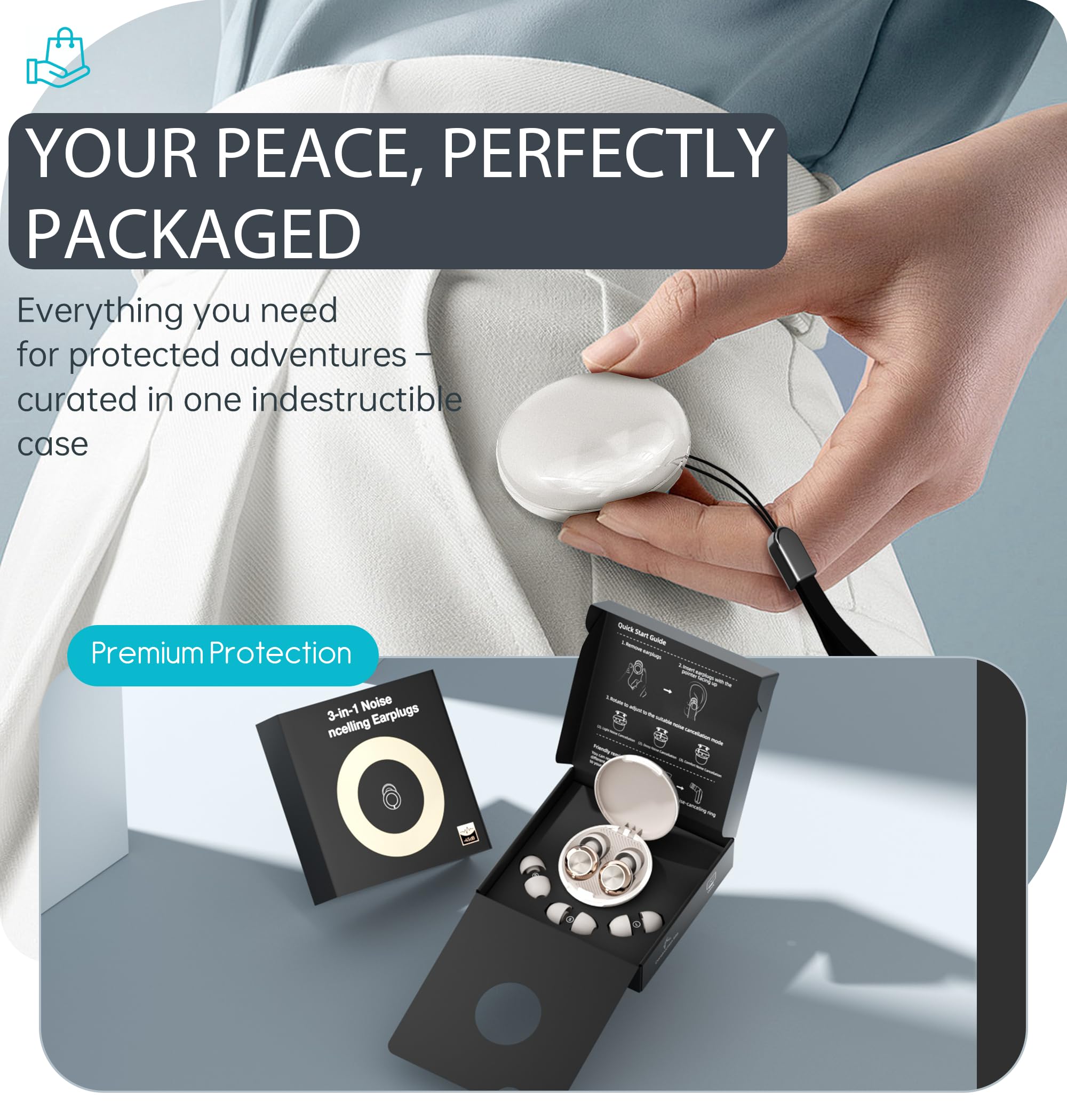 Adjustable Ear Plugs for Sleeping 14-35dB SNR,Reusable Silicone Noise Cancelling Earplugs with 8 Eartips and Case for Sleep Concerts,Work,Study,Snoring,Travel: White