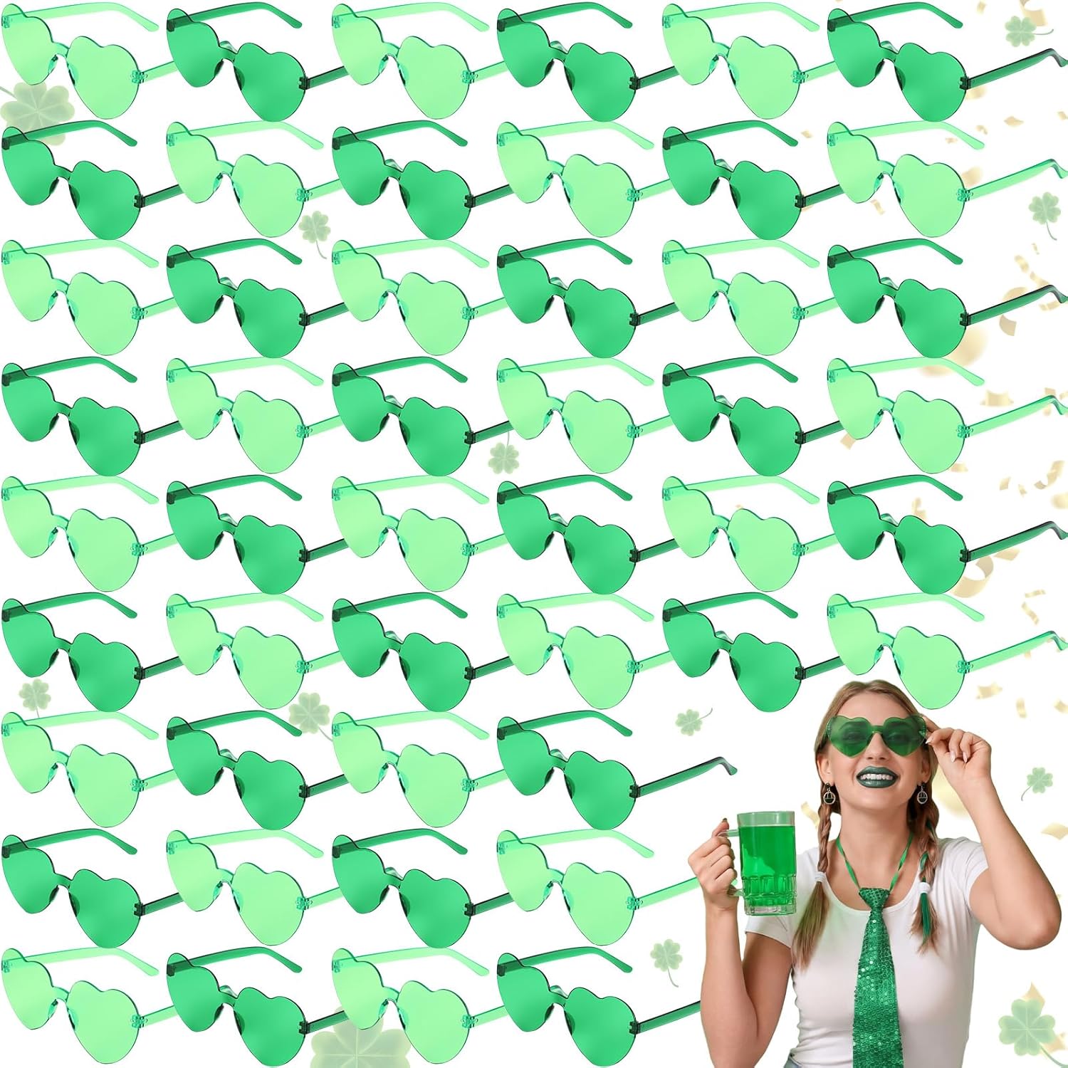 Geiserailie 48 Pairs Heart Shaped Sunglasses Bulk Heart Glasses Rimless Candy Sunglasses for Women Summer Party Accessories
