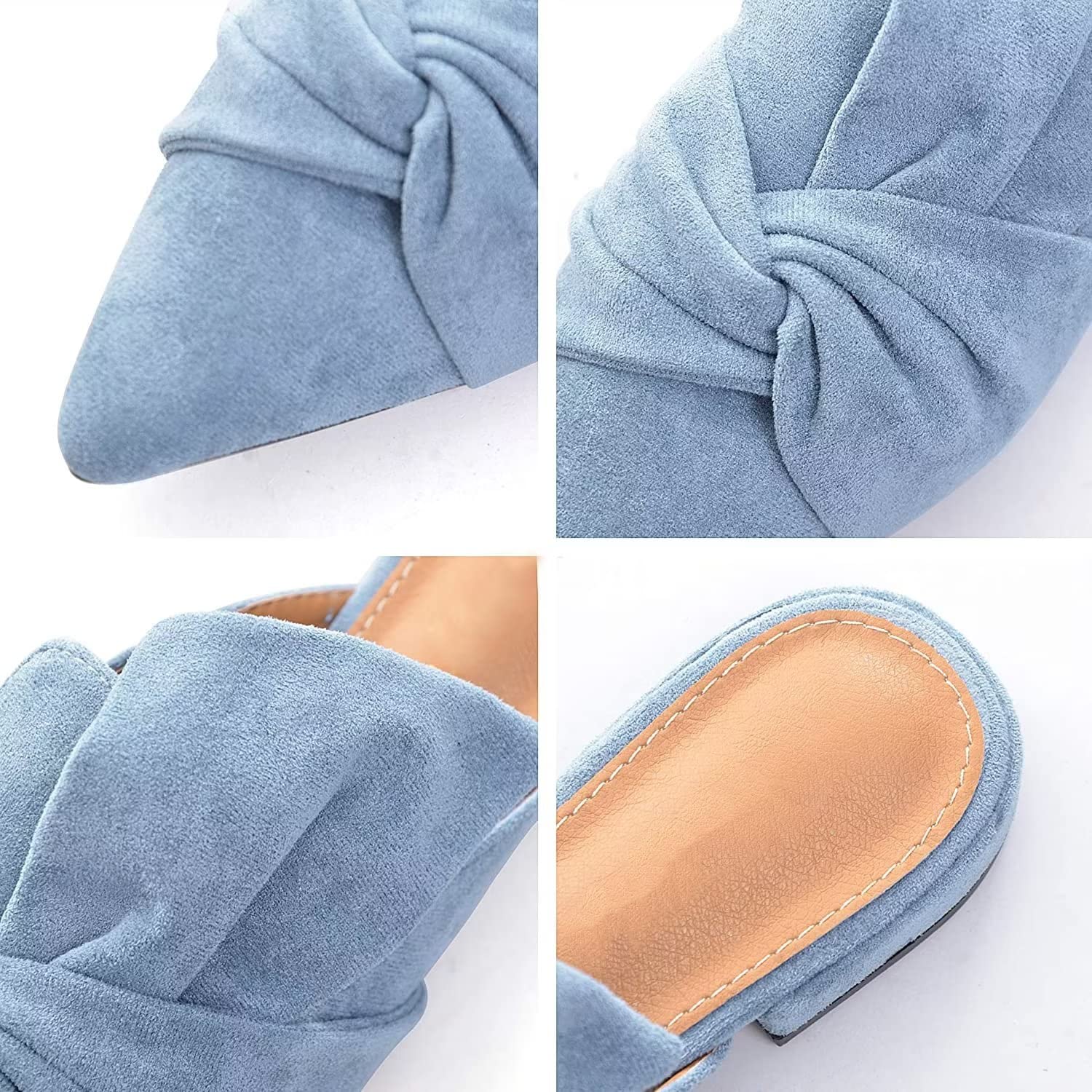 VFDB Women Mules Elegant Dressy Flats Closed Toe Microfiber Leather Shoes Adjustable Buckle Strap Mary Jane Casual Office Shoes