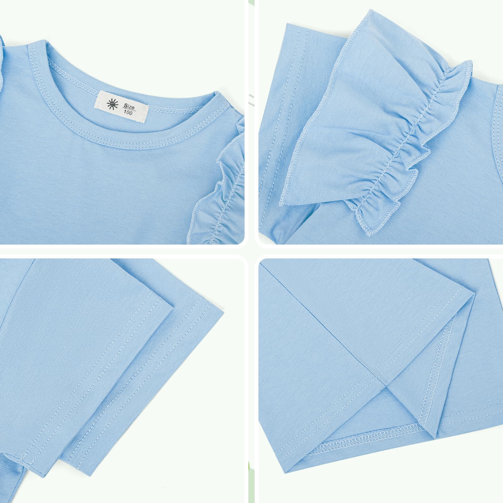 KAKU NANU Camiseta Niña Manga Corta Tops 3-10 Años Lisas Camiseta de Algodon Ropa Verano Niña Blanca Amarilla Rosa Lila Azul