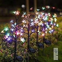 Homehop Stainless Steel, Abs Solar Light Outdoor Home 20 Led Blossom Waterproof Decorative Flower Lamp for Garden, Landscape, Patio, Balcony Auto On/Off (Multi Color Pack of 1)
