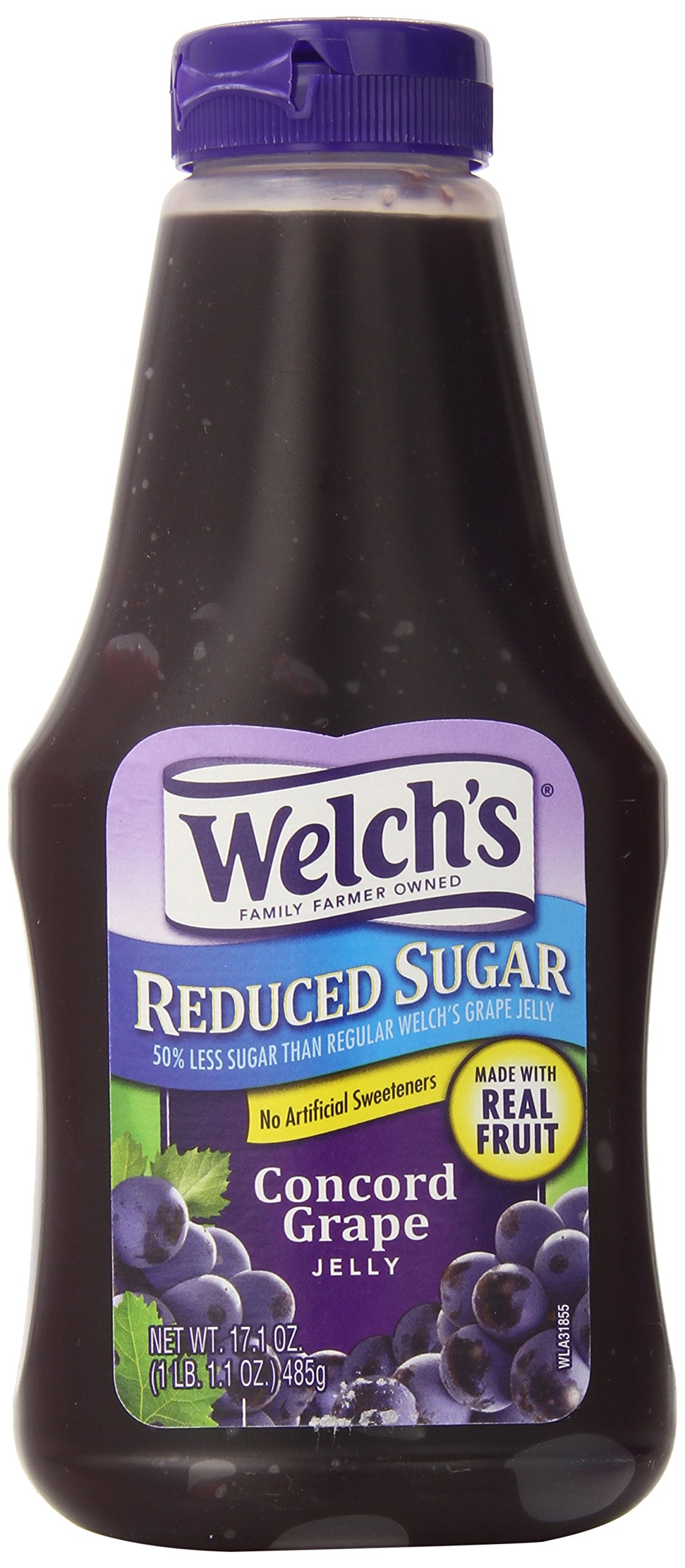 Reduced Sugar Concord Grape Jelly, 17.1 Oz Squeeze Bottle, Pack of 12