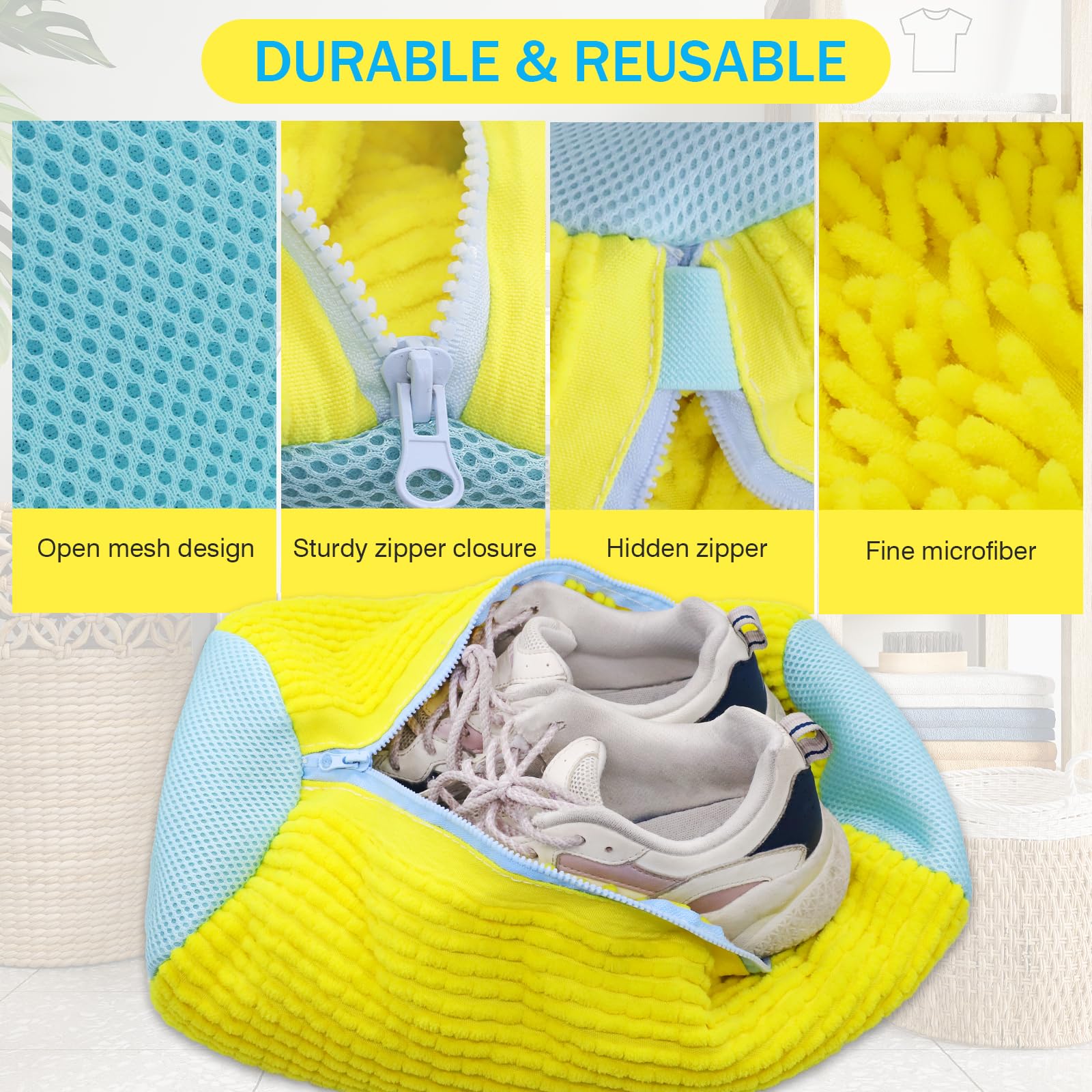 Sacchetti Lavatrice Per Scarpe - 2 Pezzi, Gialli, Protezione Anti Graffi Per Lavaggio Sicuro - Foto 2