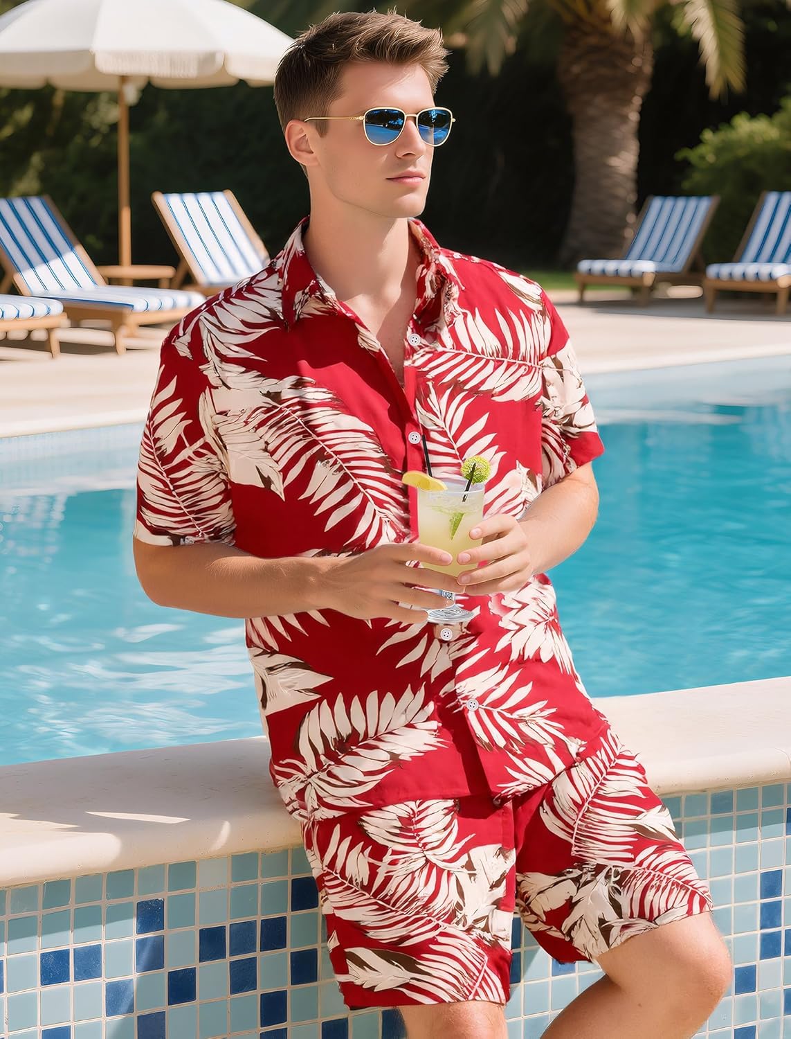 2 Piece Hawaiian Outfit Vacation Short Sets Tropical Shorts Set Outfits Casual Breathable Beachwear - Image 4