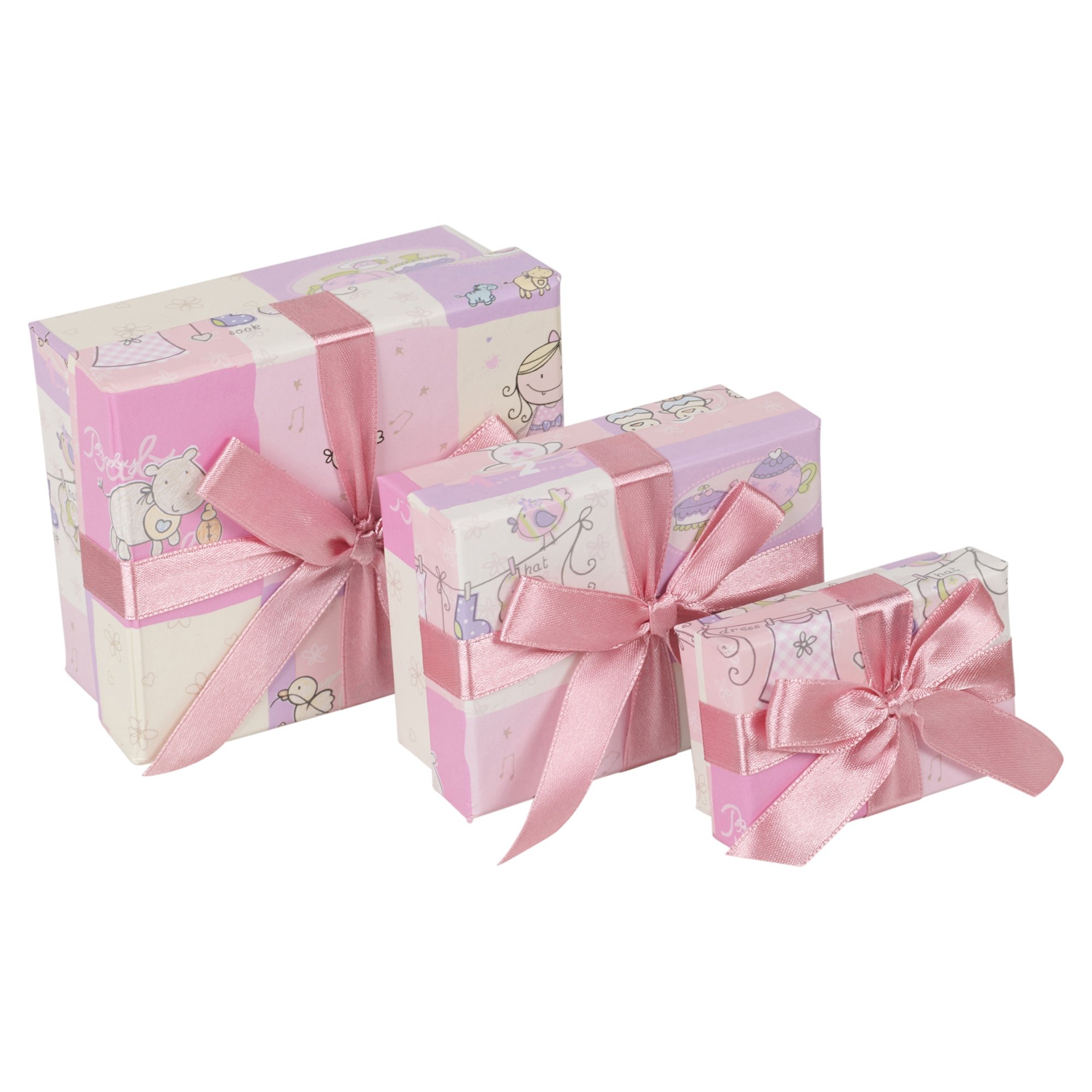 EG Homewares 3 Piece Gift Set Storage Boxes Stackable Lidded Vintage Retro Present Baby Box Ring