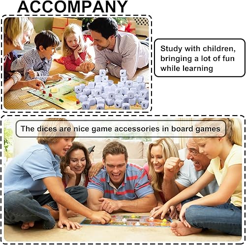 Miniatura 6 de Dados acrílicos de 0.787 pulgadas con superficie alisada de seis caras con esquinas redondeadas, cubos de dados blancos en blanco para juegos de