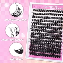 FADLASH Lash Extension DIY Kit Lash Clusters D Curl Cluster Lashes with Lash Bond and Seal Cluster Lashes Glue Remover Lash Tweezers for DIY Eyelash Extension at HomeKit 100D-0.07D-12-18MIX, black