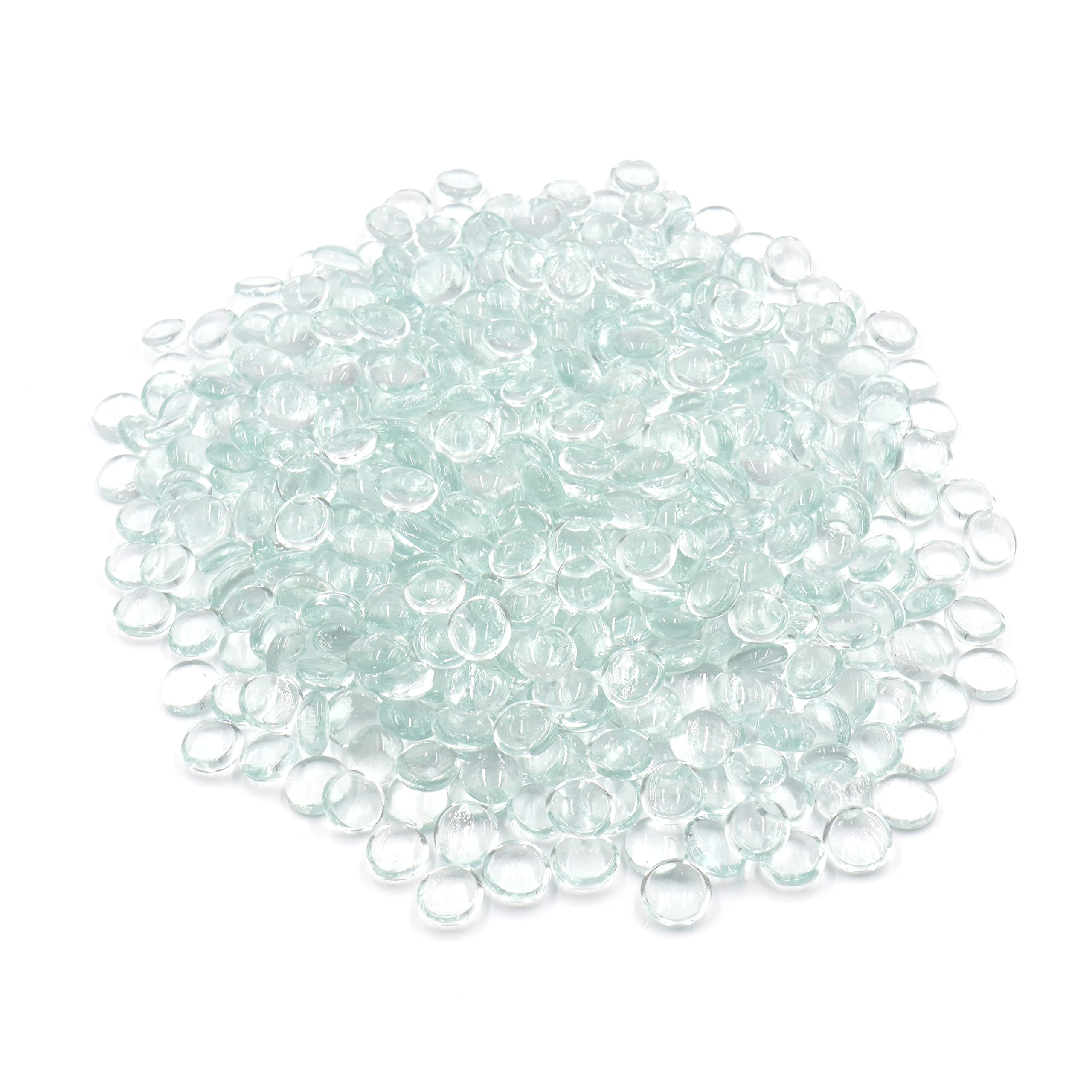 Transparent Caribbean Blue Flat Glass Marbles for Vases, Bulk 17, Flat