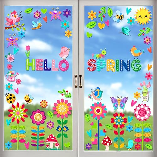 Miniatura 6 de Calcomanías de pared de Pascua extraíbles de doble cara para niños, decoración de ventanas de cristal para el hogar, aula, oficina, ventanas de