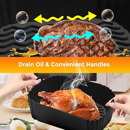 Miniatura 5 de 2 ollas de silicona para freidora de aire, reutilizables, resistentes al calor, fácil limpieza, silicona para freidora de aire, accesorios para