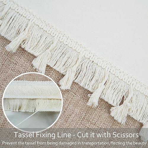 Miniatura 3 de Merrycolor Juego de 2 fundas de almohada bohemias de 18 x 18 pulgadas con borlas, color beige, neutro, fundas de almohada rústicas, fundas de