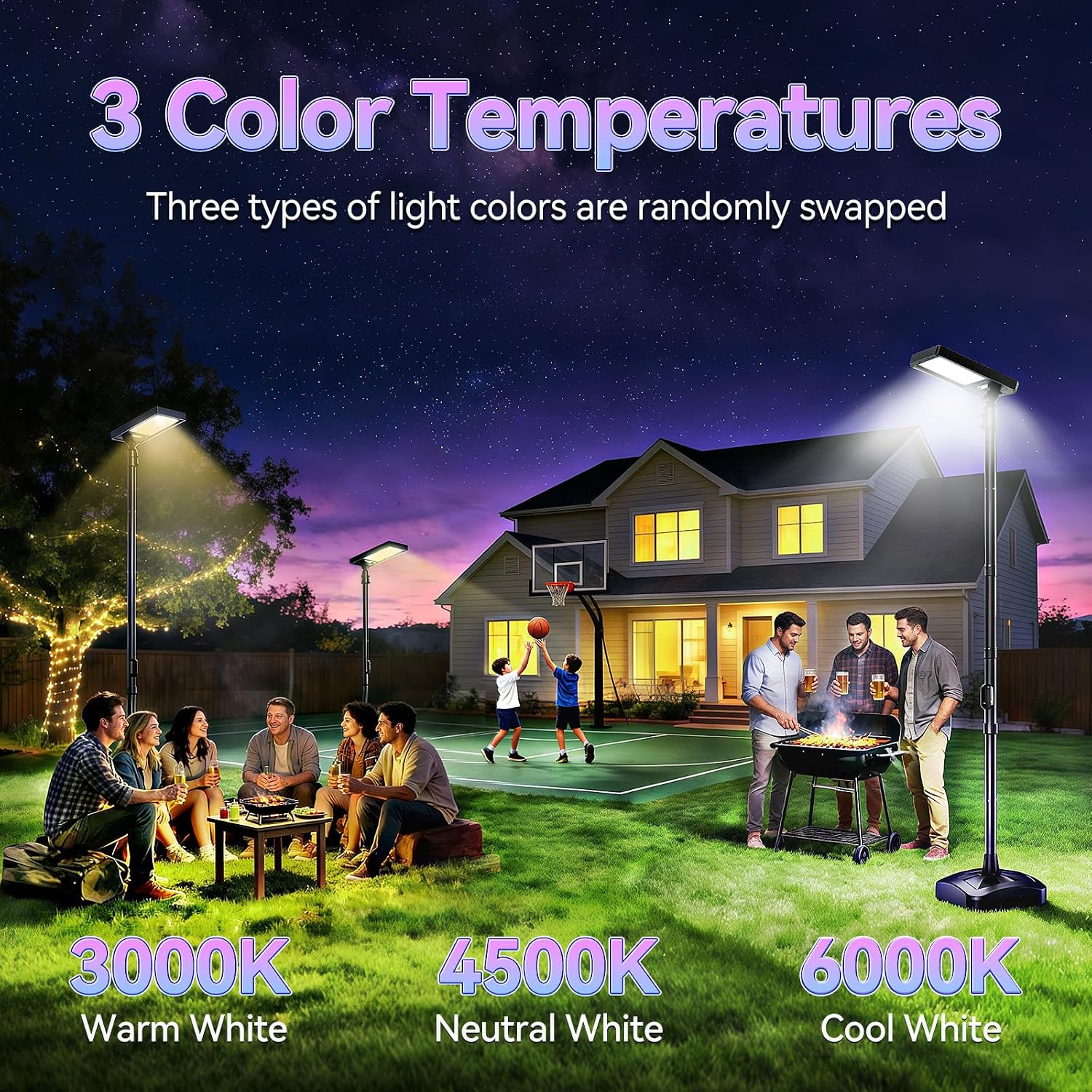 102" Solar Outdoor Street Lights with Speaker, Pole & Remote, Portable IP65 Waterproof LED Solar Flood Motion Post Light, Dusk to Dawn Solar Floor Lamp for Hause, Yard, Garden, Patio, Garage, Driveway