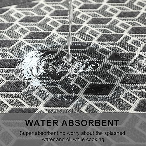 Miniatura 4 de KIMODE Tapete de cocina de 20 x 32 pulgadas, antideslizante, lavable, tapete de cocina gris absorbente para piso delantero del fregadero, alfombra