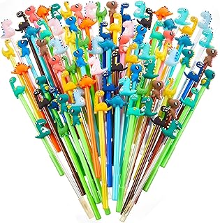 KAHEIGN 80Pcs Dinosaur Gel Ink Pens, 16 Styles Cute Cartoon Gel Ink Pens 0.5 mm Black Ink Cool Pens Fun Kawaii Gel Ink Pens for Office Student Kids School Supplies Present (17cm x 2cm)