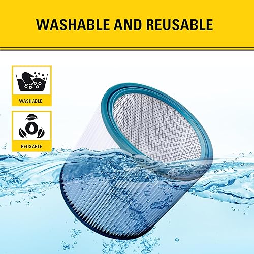 Miniatura 4 de STANLEY Filtro de vacío HEPA de repuesto 08-2566BP, apto para la mayoría de aspiradoras húmedas y secas de 5 a 18 galones, compatible con SL18115,