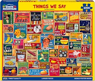 White Mountain 1000 Piece Jigsaw Puzzle Vintage Sayings, Things We Say | Large Pieces, Gift for Adults and Family, 24"x30" in, Collage