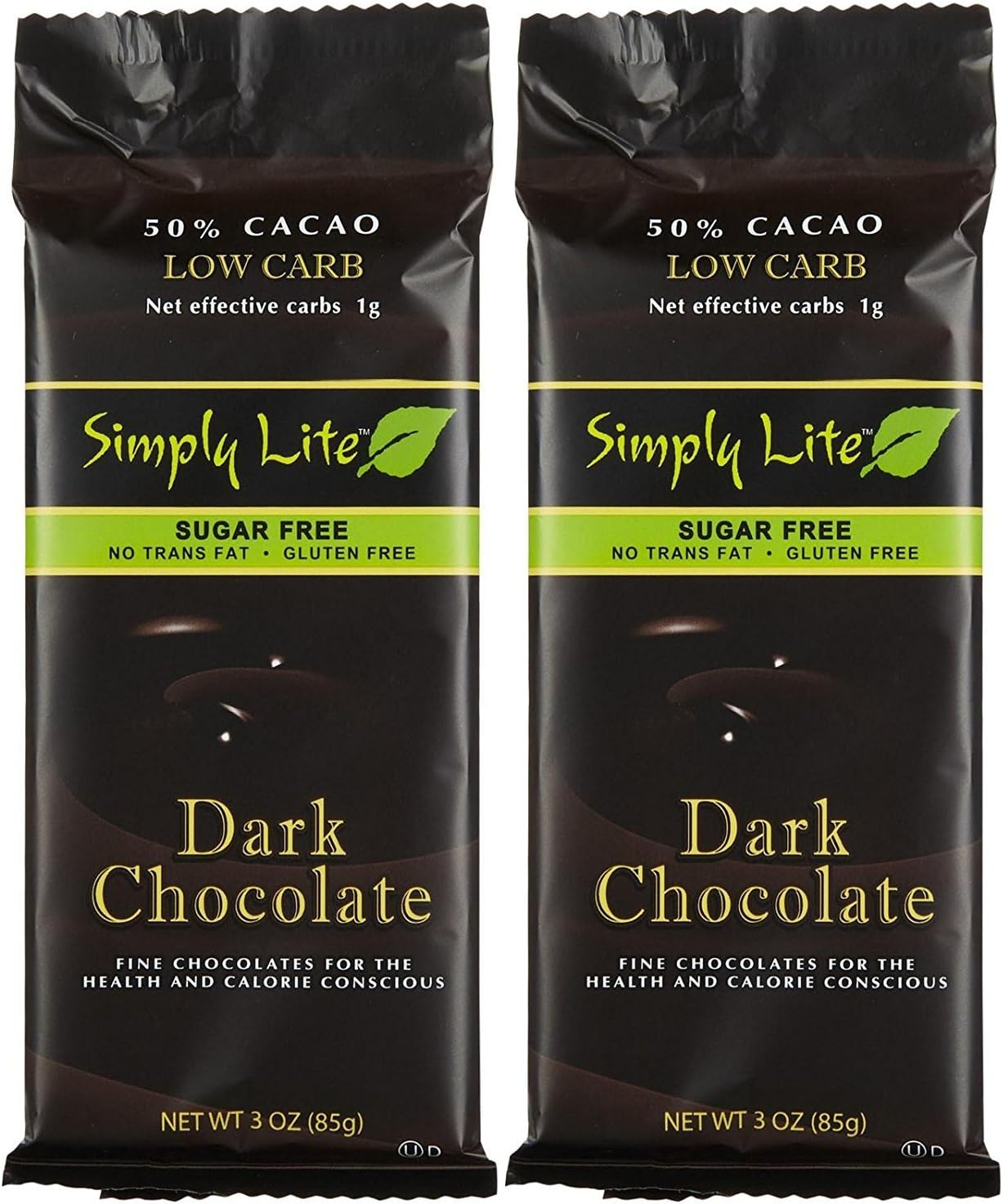 Simply Lite Chocolates - Dark Chocolate - Low Carb/Sugar-Free/50% Cacao - (Pack of 10 x 3oz)