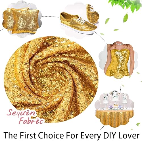 Miniatura 5 de ShinyBeauty Perno de tela de lentejuelas doradas (15 pies 5 yardas)