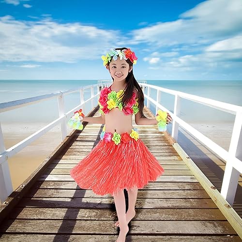 Miniatura 4 de Disfraz hawaiano de baile de hula, 5 piezas para niñas