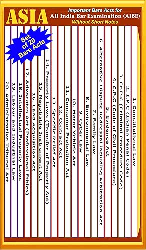 ASIA -- Important Bare Acts For All India Bar Examination (AIBE) October 2023 -- Without Short Notes [Set of 20 Bare Acts]
