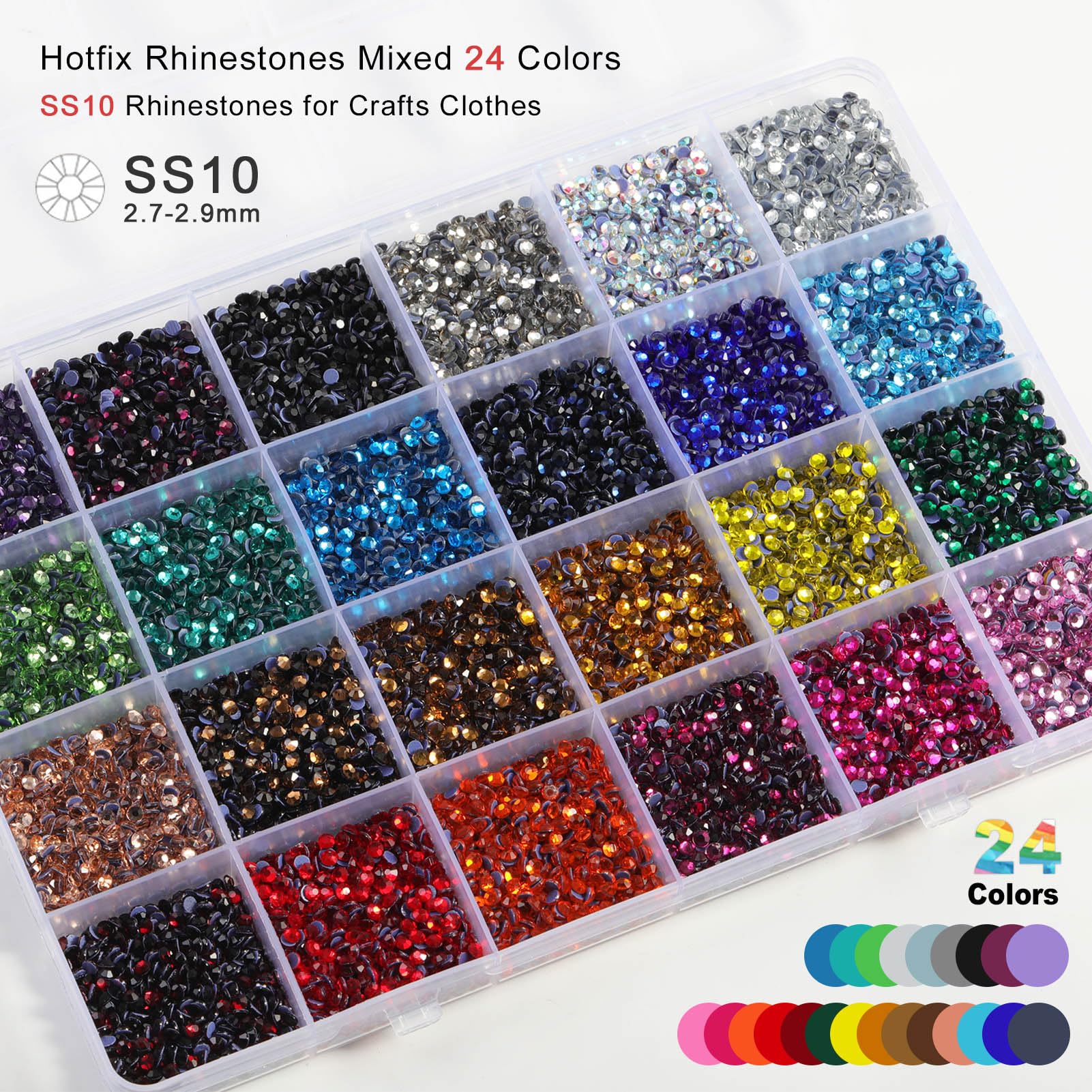 ★リッチマーブルカラーサファイア 14.5ミリ珠 ビーズI(珍品 SA+) Amazon.com: BEADSLAND SS10 Hotfix Rhinestones Mixed 24 Colors and