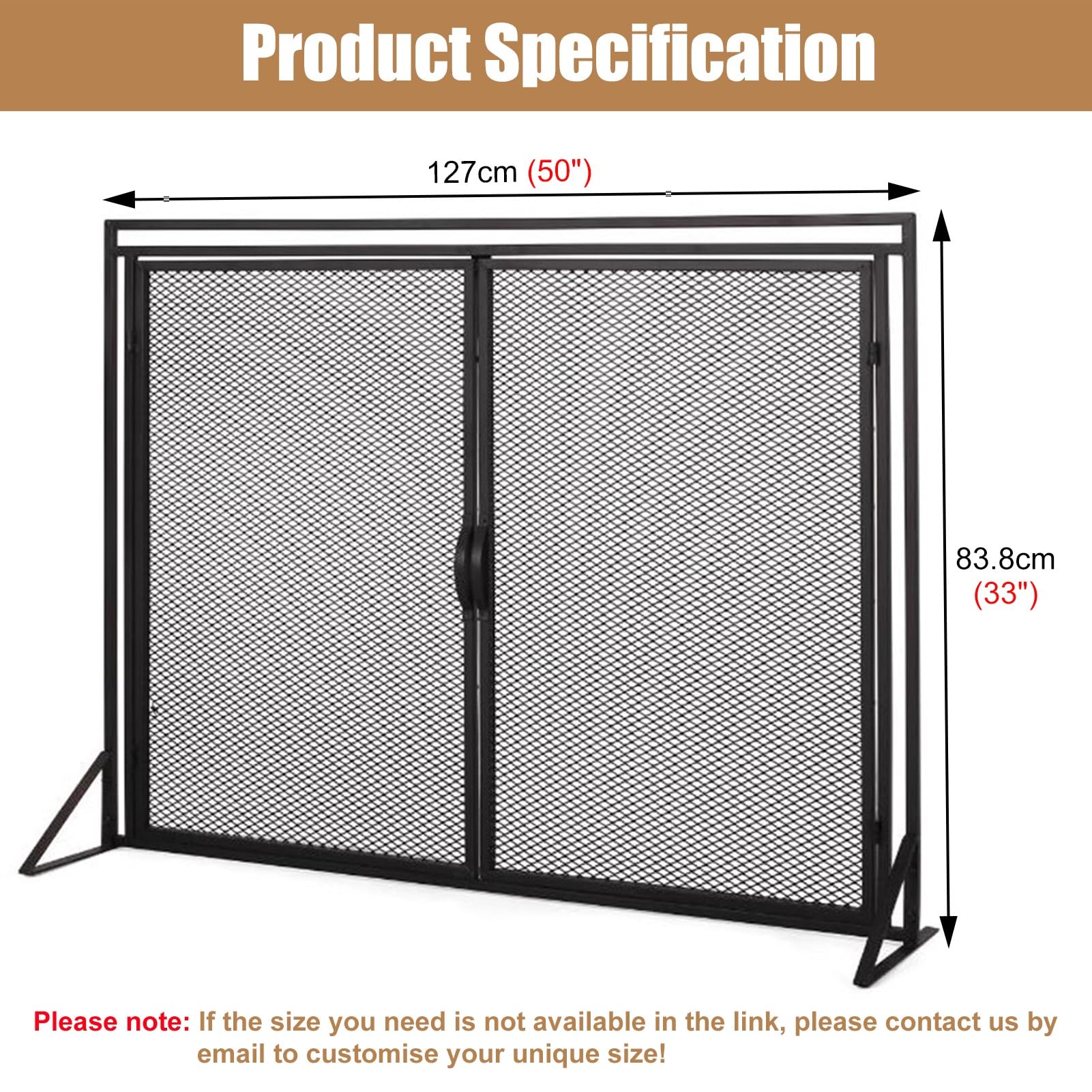 Salvachispas Chimenea Mamparas Decorativas para Chimenea con 2 Puertas, Malla Grande de Un Solo Panel a Prueba de Bebés para Casas de Campo, Mampara Protectora Contra Chispas de Hierro Forjado