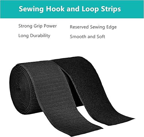 Miniatura 7 de Cinta de gancho y bucle para coser de 34 pulgadas de ancho, 16.4 pies no adhesiva, cinta de cierre de tela, cinta de sujeción de gancho de costura,