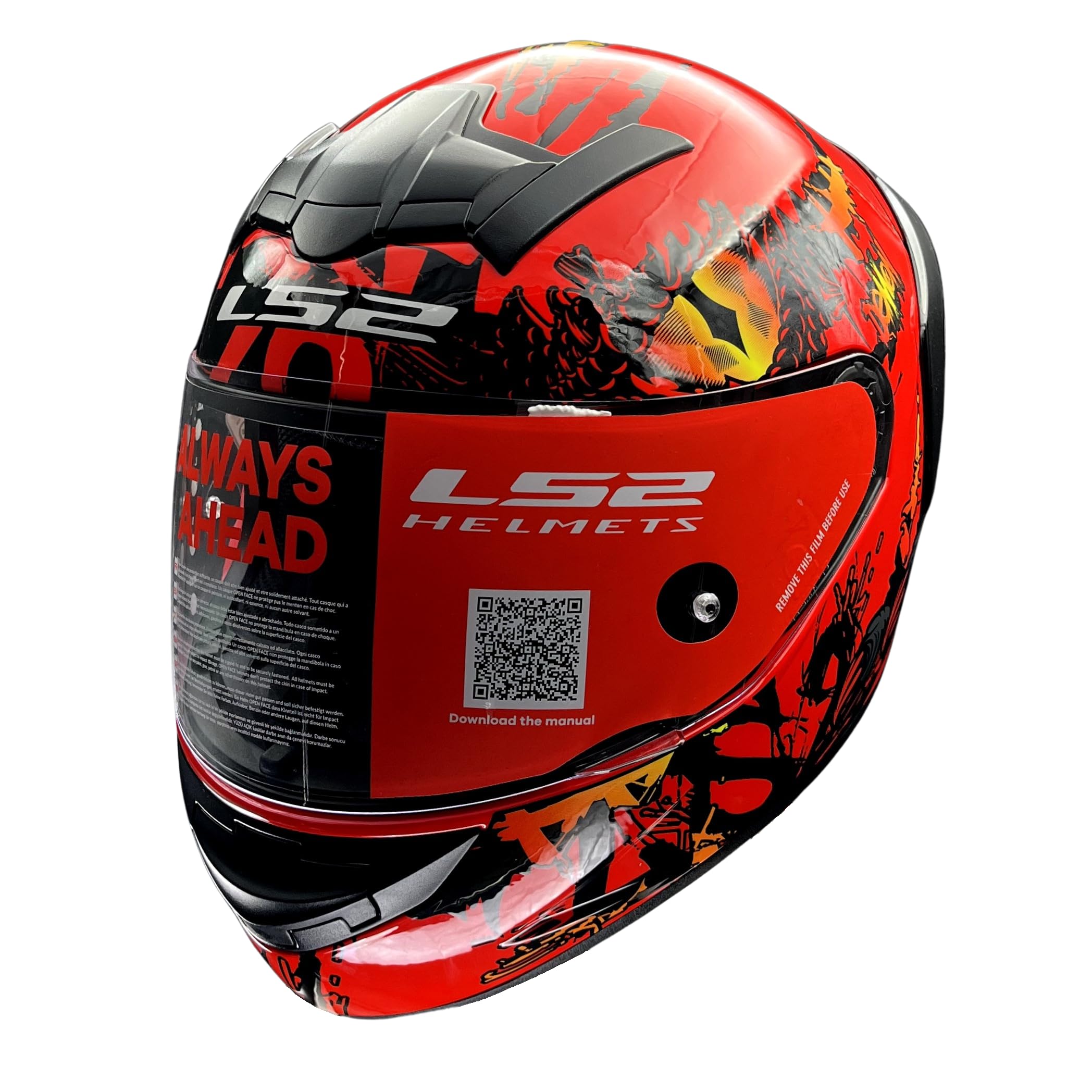 LS2 Helmets - FF352 Rookie - Demon - Gloss Red Black - Single Visor Full Face Helmet (XL - 590 MM)