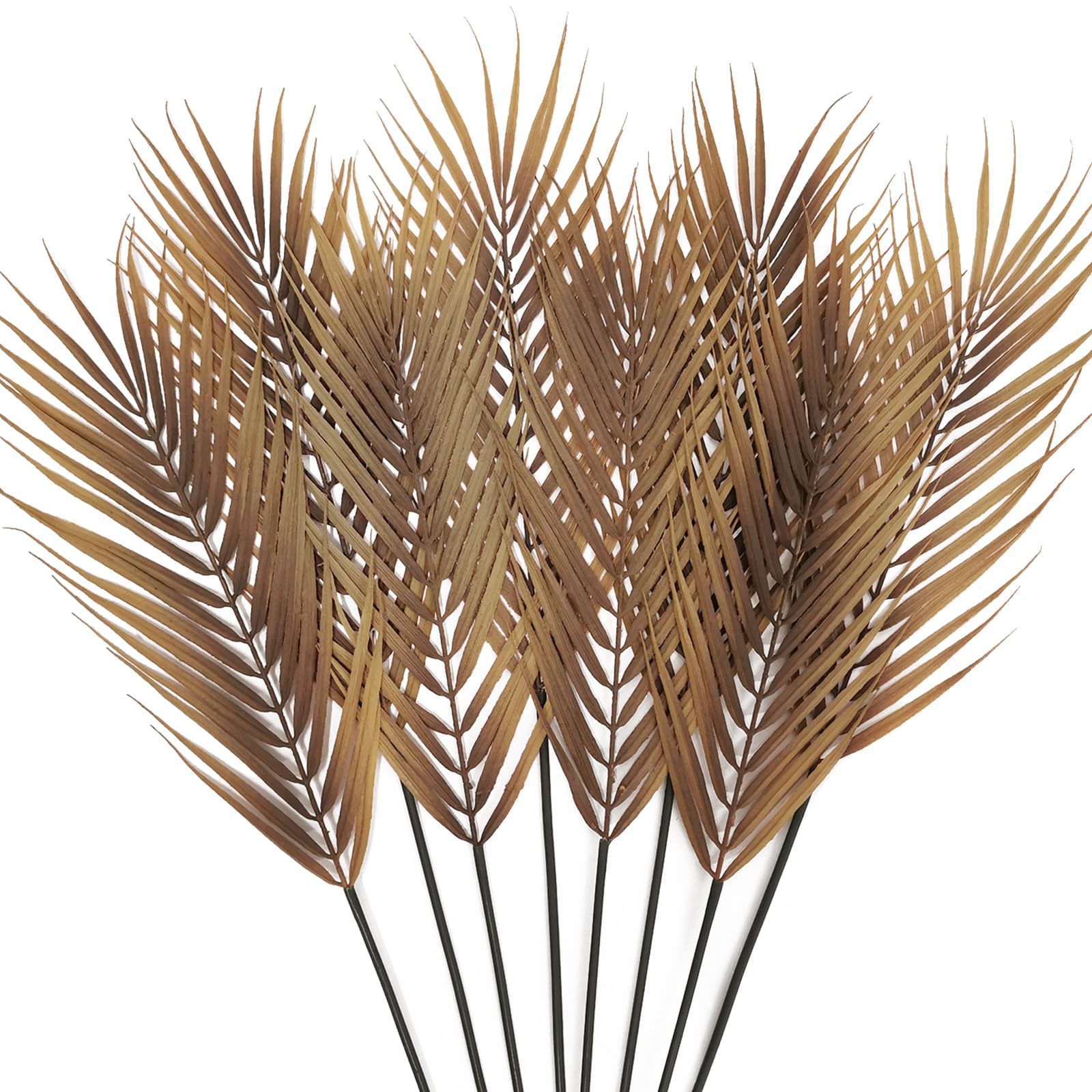 SNAIL GARDEN 8Pcs Fall Artificial Palm Leaves, 26.4" Faux Palm Fronds Autumn Leaf with Stem Greenery Branches for Home Tall Vase Indoor Outdoor Table Centerpiece Fireplace Decor