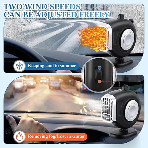 Miniatura 6 de 3 piezas 12v 150w calentador de coche que se conecta al encendedor de cigarrillos 2 en 1 calentador de coche portátil y descongelador 12v calentador